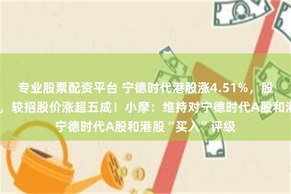专业股票配资平台 宁德时代港股涨4.51%，股价续刷上市新高，较招股价涨超五成！小摩：维持对宁德时代A股和港股“买入”评级