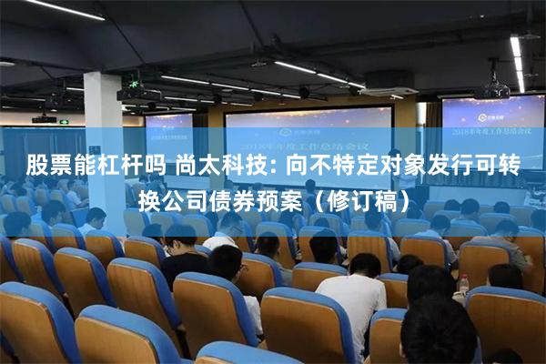 股票能杠杆吗 尚太科技: 向不特定对象发行可转换公司债券预案（修订稿）