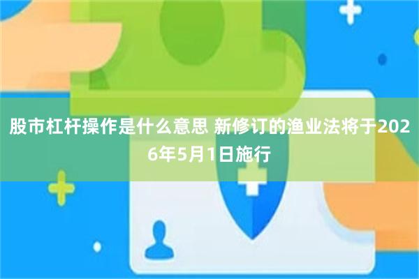 股市杠杆操作是什么意思 新修订的渔业法将于2026年5月1日施行