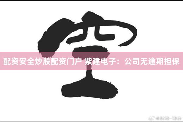 配资安全炒股配资门户 紫建电子:公司无逾期担保
