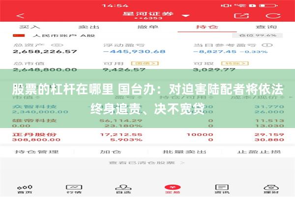 股票的杠杆在哪里 国台办：对迫害陆配者将依法终身追责、决不宽贷