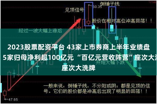 2023股票配资平台 43家上市券商上半年业绩盘点：5家归母净利超100亿元 “百亿元营收阵营”座次大洗牌