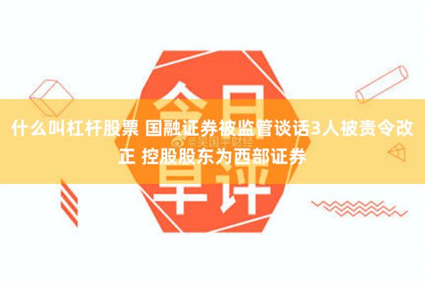 什么叫杠杆股票 国融证券被监管谈话3人被责令改正 控股股东为西部证券