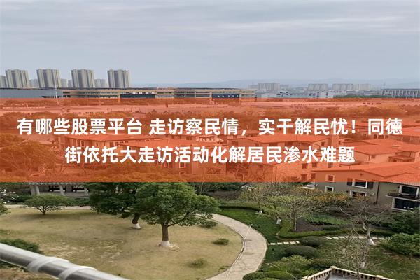 有哪些股票平台 走访察民情，实干解民忧！同德街依托大走访活动化解居民渗水难题