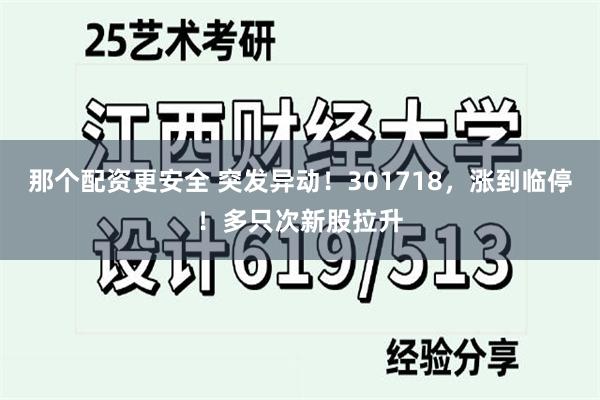 那个配资更安全 突发异动！301718，涨到临停！多只次新股拉升